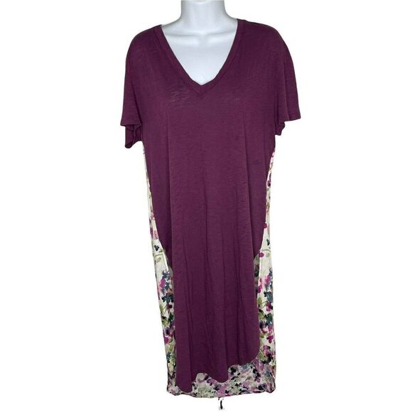 T.LA Anthropologie Tunic Dress Cover Up XS Pullover Hi Low Floral Contrast Slits - Picture 4 of 9